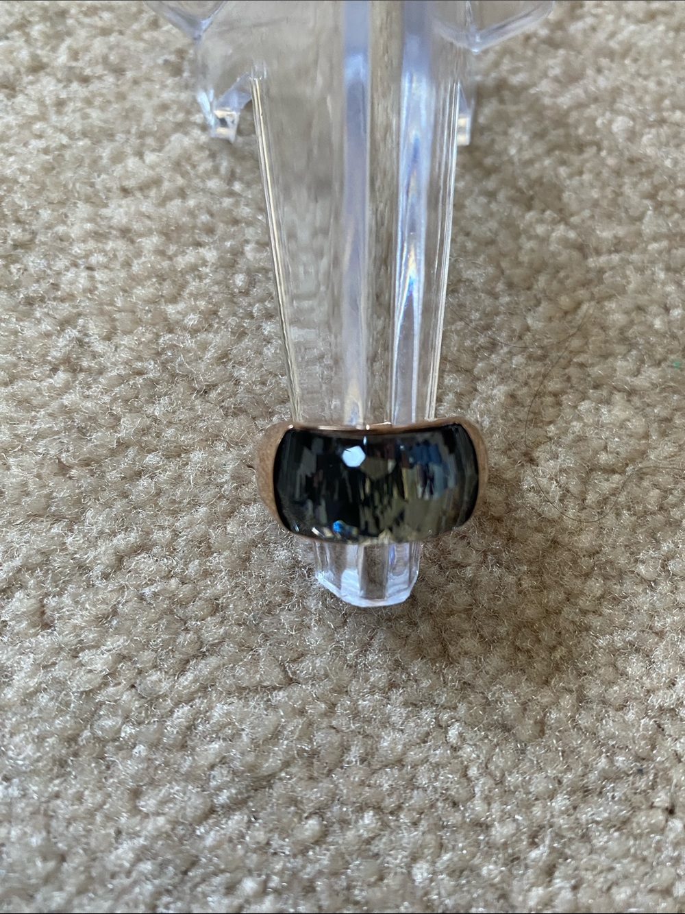Swarovski Grey Faceted Dome Ring with Rose Gold Toned Band